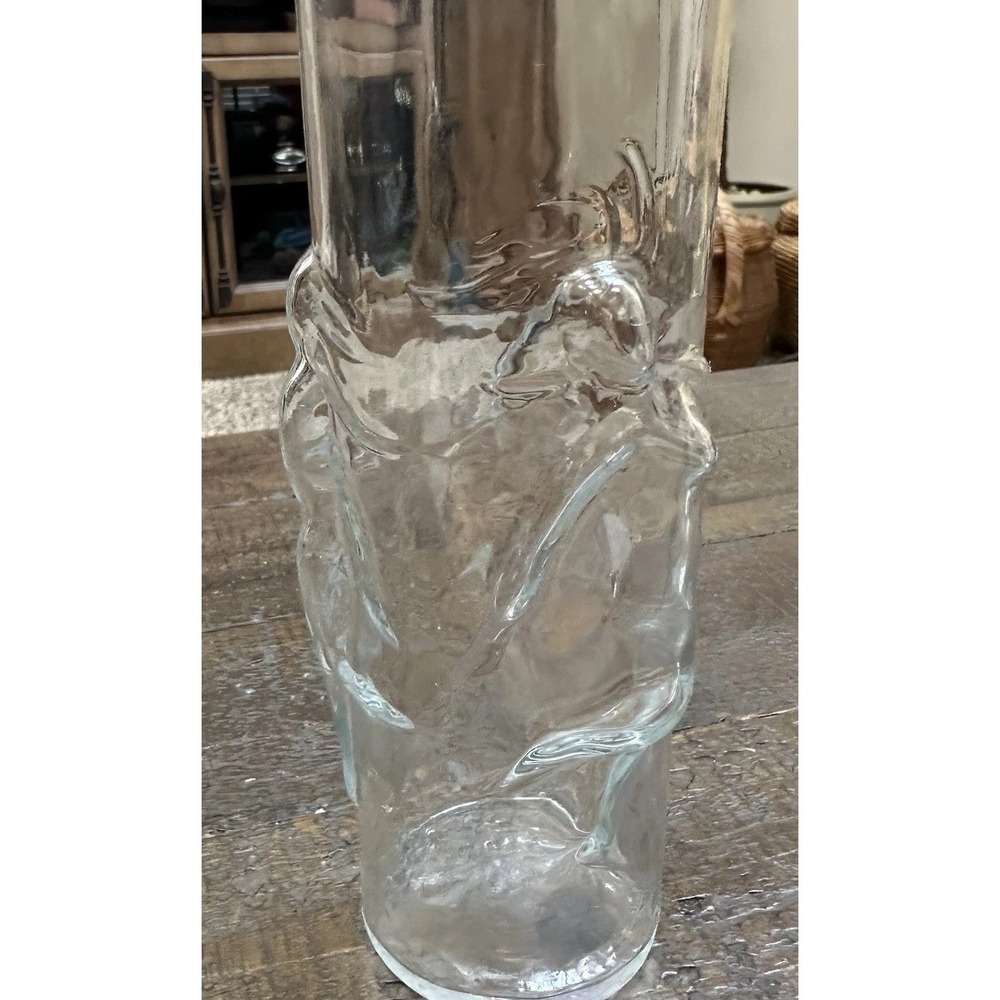 VTG Libbey "La Femme" Clear Glass Vase Dancing Nude Women Embossed 3D Relief 7"
